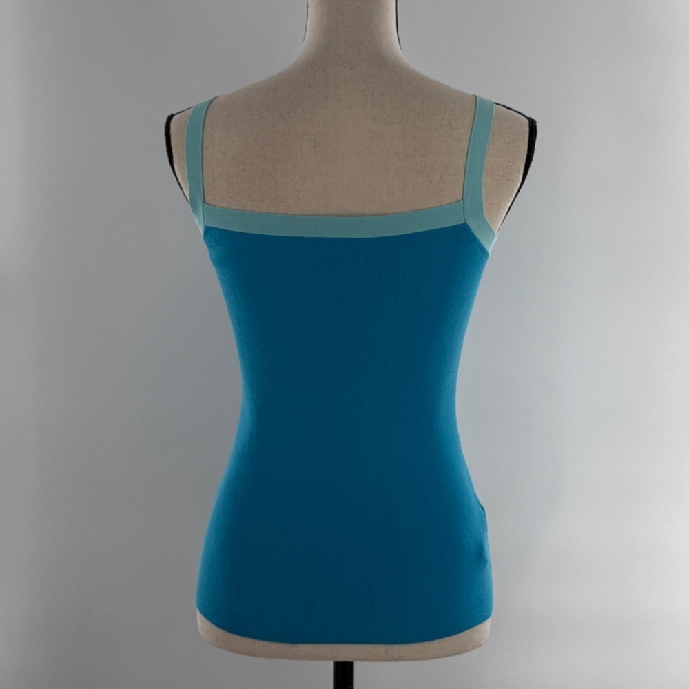 Ann Taylor XS Knit Tank Top Blue with Bow Front - Picture 2 of 12